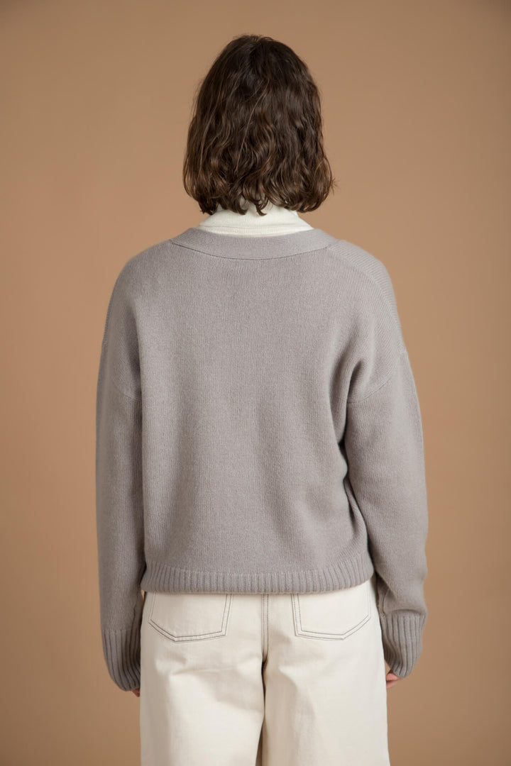 Estheme Cashmere WES21A37H 2921 Putty Grey Cardigan