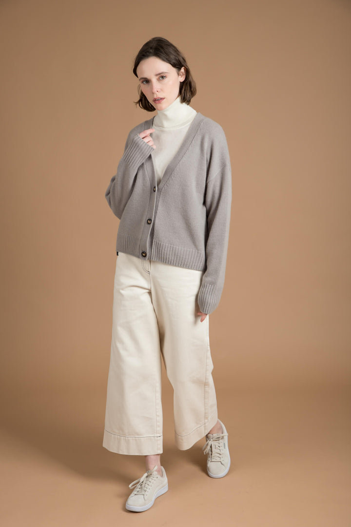 Estheme Cashmere WES21A37H 2921 Putty Grey Cardigan
