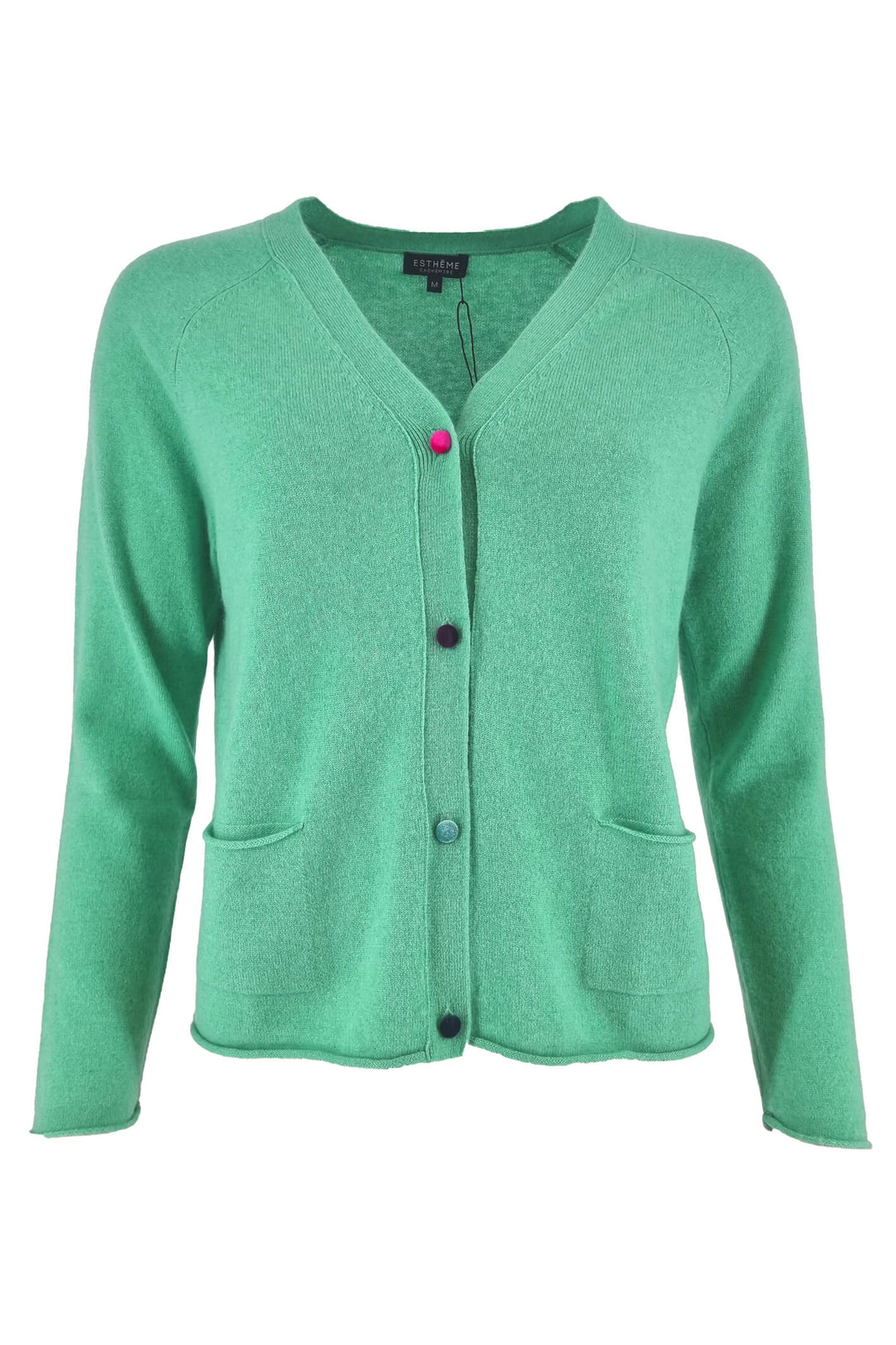 Estheme WES2280H 2971 Green Coloured Buttons Cardigan - Shirley Allum Boutique