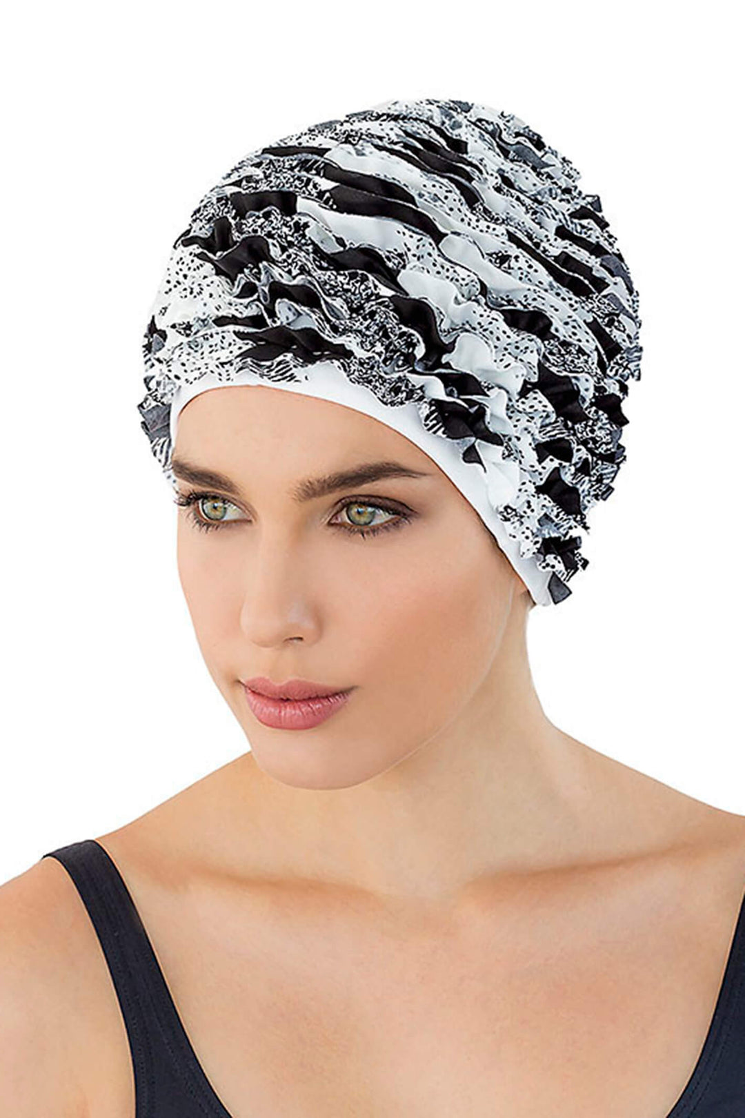 Fashy 3449 22 Black & White Swimming Hat - Shirley Allum Boutique