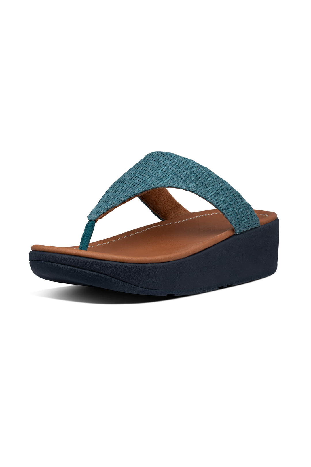 Fitflop Imogen BD3 Basket Weave Toe-Thong Sea Blue 641 - Shirley Allum#colour_sea-blue-641