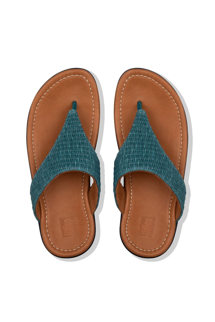 Fitflop Imogen BD3 Basket Weave Toe-Thong Sea Blue 641 - Shirley Allum#colour_sea-blue-641