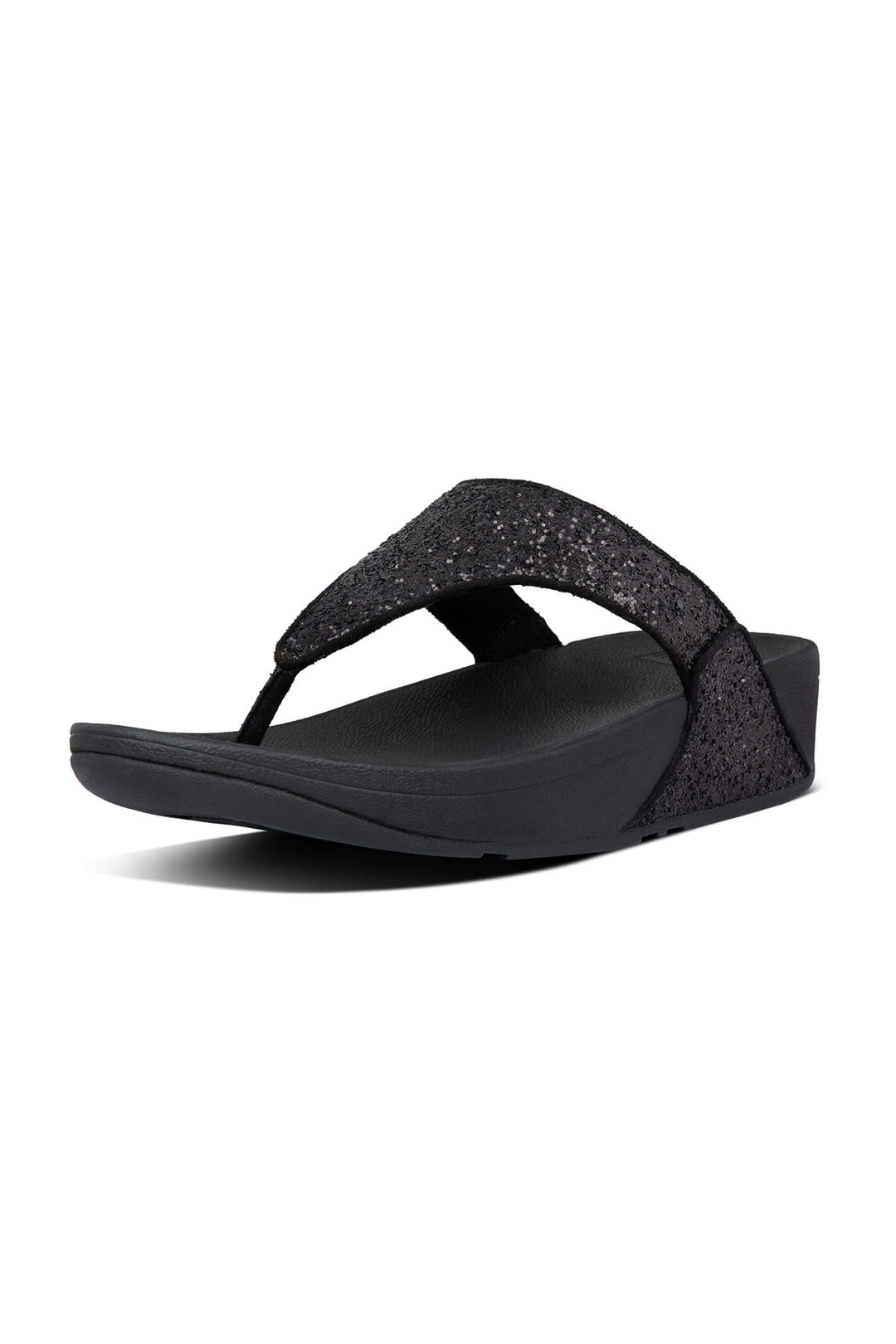 Fitflop Lulu Glitter Toe-Thong X03 Sandal Black 339 - Shirley Allum#colour_black-339