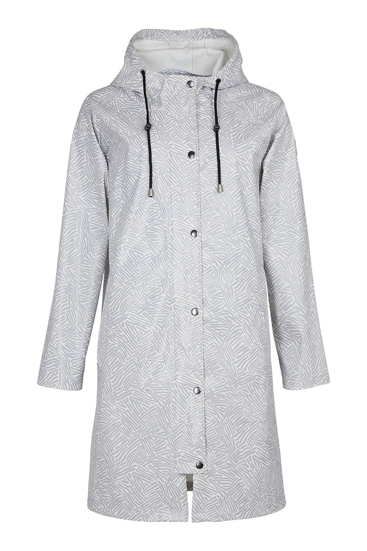 Frandsen 475 244 95 Grey Print Shower Proof Jacket With Hood - Shirley Allum Boutique
