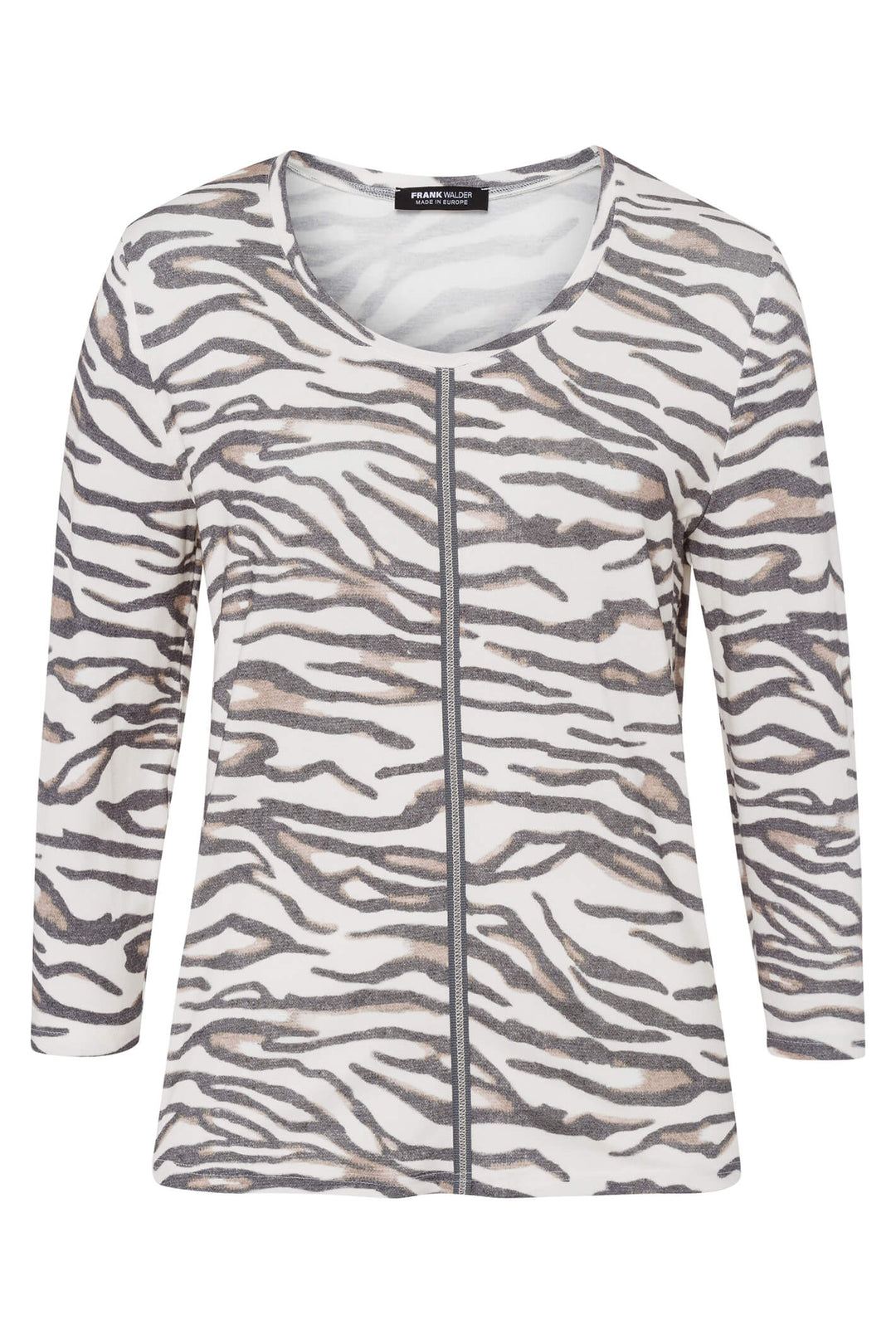 Frank Walder 108410 582-092 Grey Animal Print Top - Shirley Allum Boutique