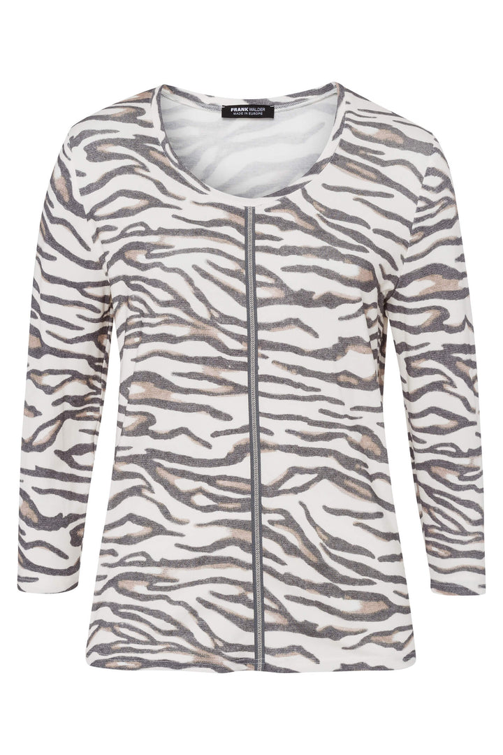 Frank Walder 108410 582-092 Grey Animal Print Top - Shirley Allum Boutique