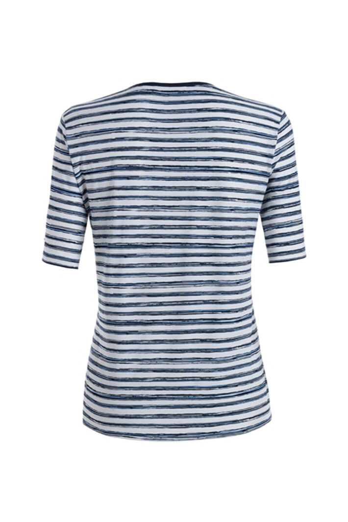 Frank Walder 203.418 671 050 White Stripe T-Shirt - Shirley Allum Boutique