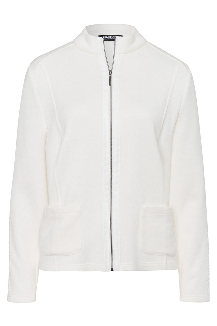 Frank Walder 722001 000911 Tofu White Zip Front Cardigan - Shirley Allum Boutique