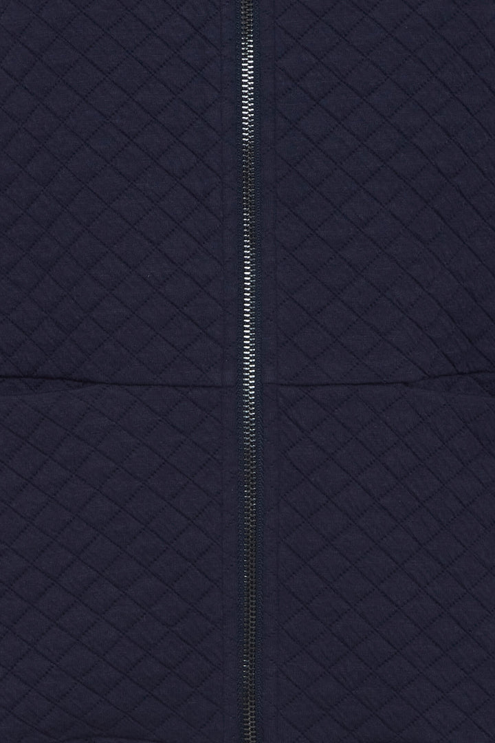 Fransa 20611805 FRCARDI Navy Quilted Zip Front Cardigan - Shirley Allum Boutique