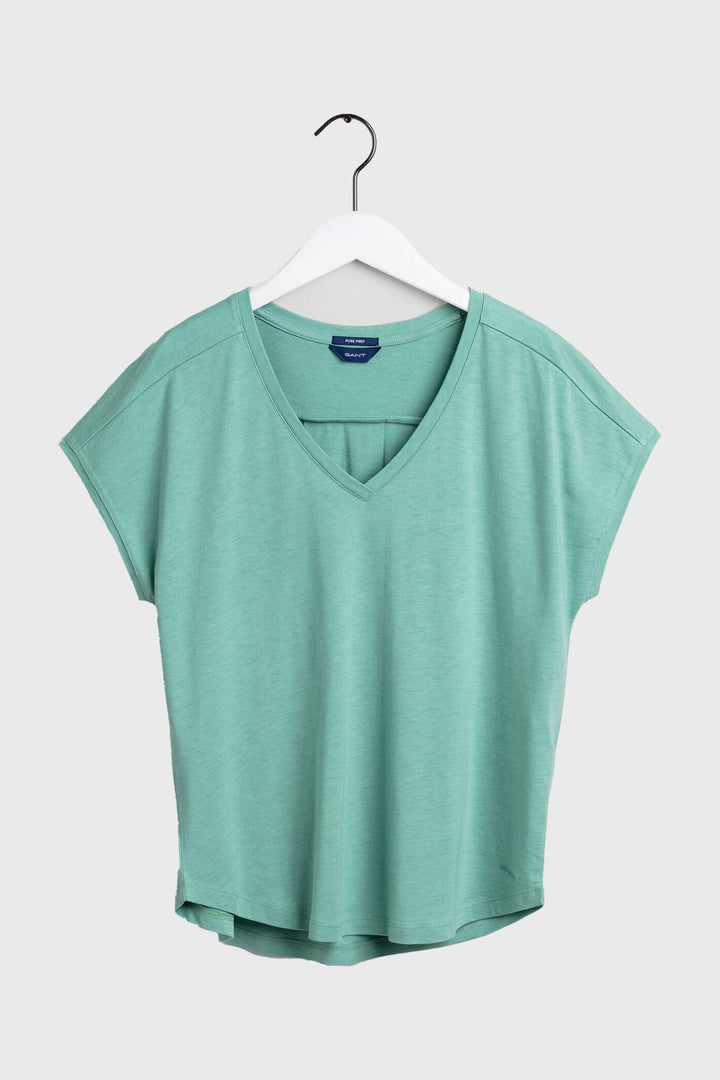 Gant 4202447 Peppermint Short Sleeve V-Neck Top - Shirley Allum