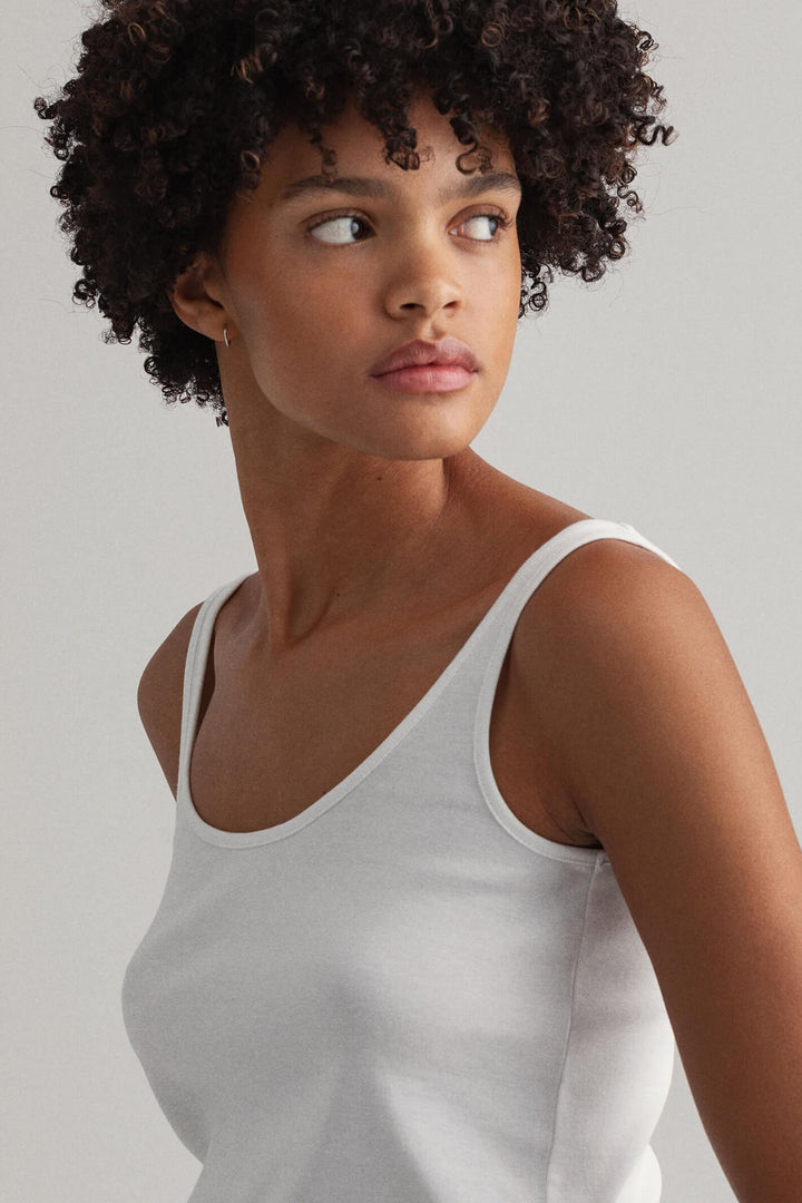 Gant 4203447 White 1x1 Rib Tank Top - Shirley Allum