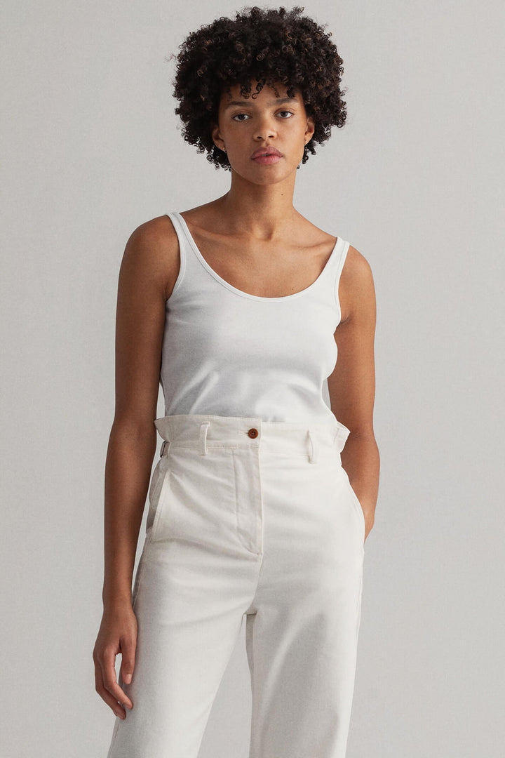 Gant 4203447 White 1x1 Rib Tank Top - Shirley Allum