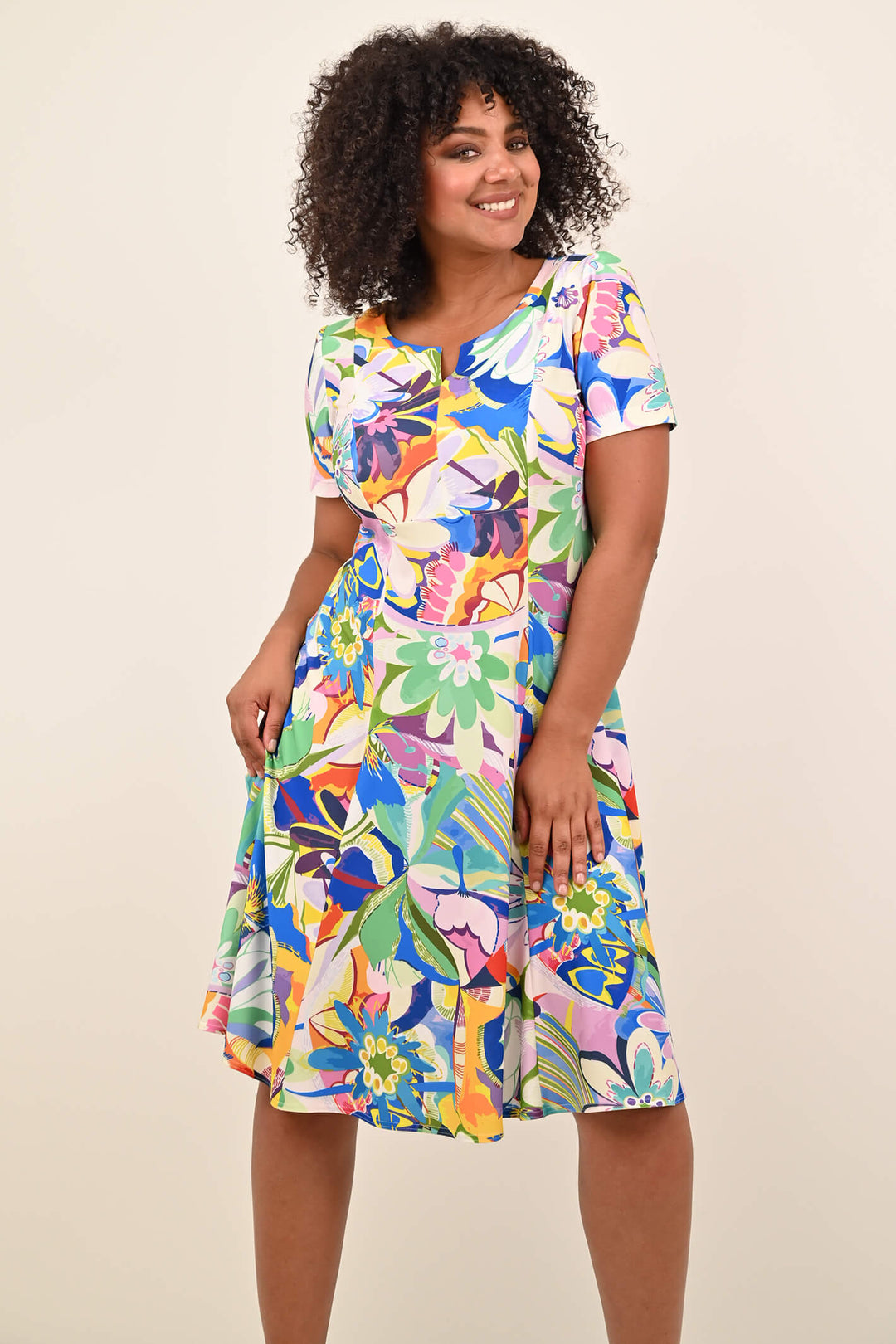 Georgede K12913 Avignon Multi Coloured Jersey Dress - Shirley Allum Boutique