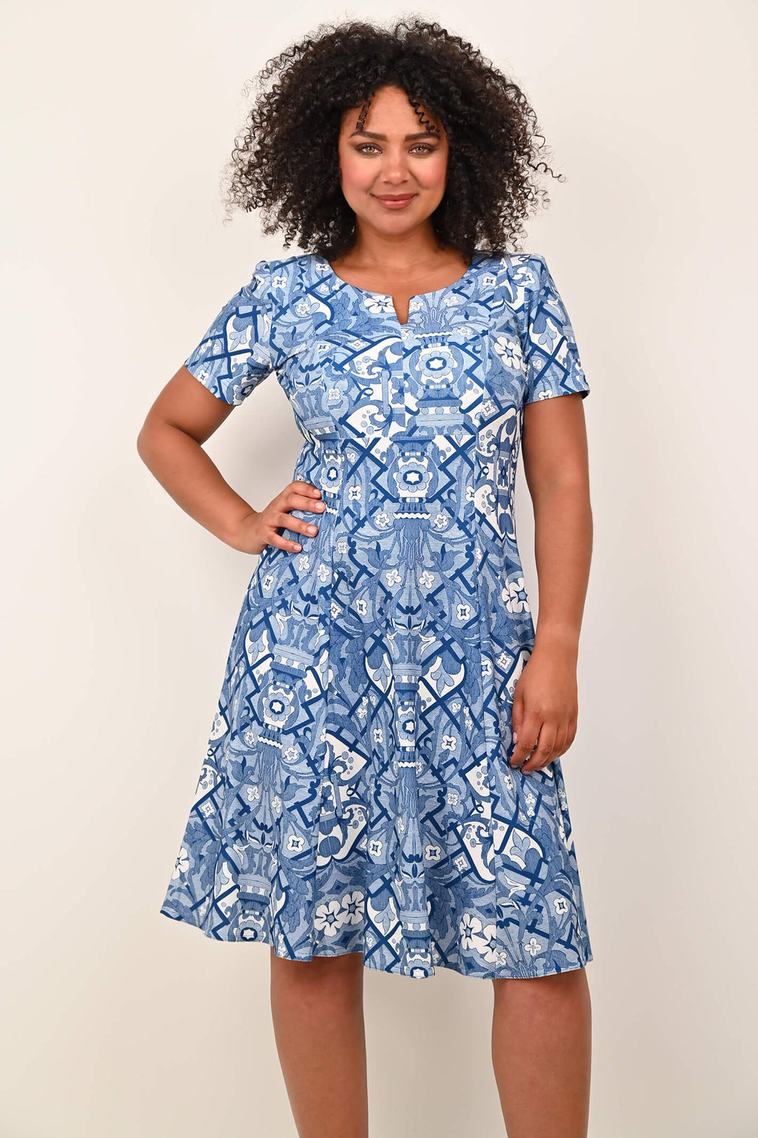 Georgede K12913 Avingnon Blue Print Dress & Bolero Set - Shirley Allum Boutique