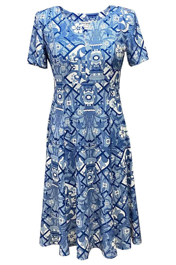 Georgede K12913 Avingnon Blue Print Dress & Bolero Set - Shirley Allum Boutique