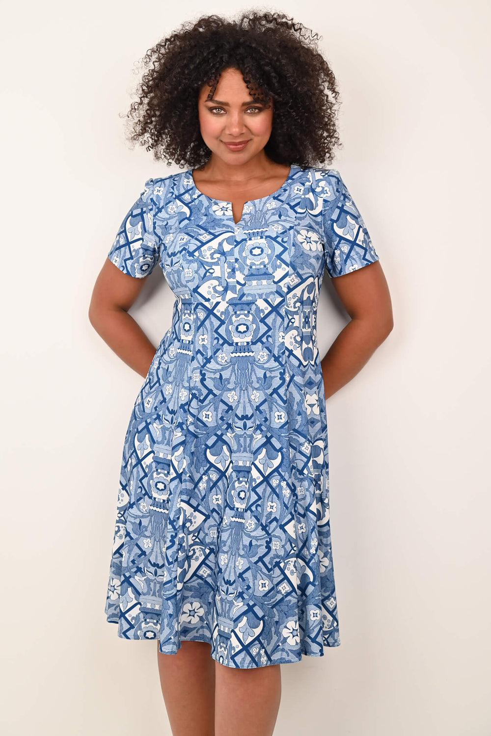 Georgede K12913 Avingnon Blue Print Dress & Bolero Set - Shirley Allum Boutique