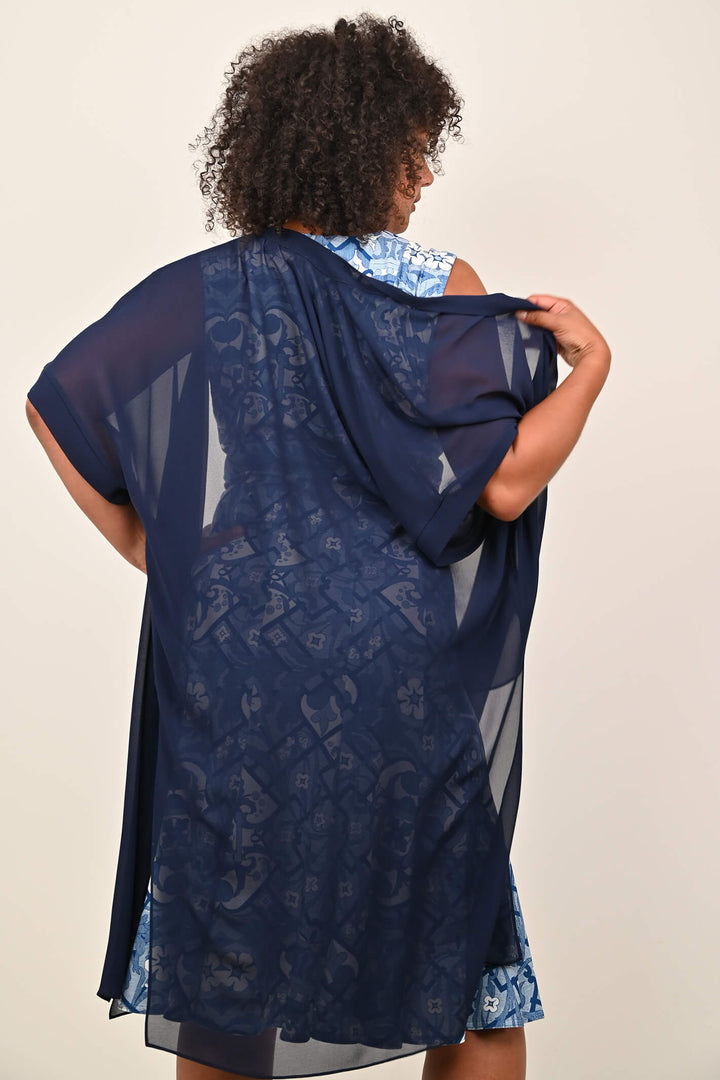 Georgede K22911U Navy Chiffon Long Jacket - Shirley Allum Boutique