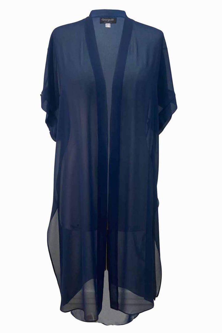 Georgede K22911U Navy Chiffon Long Jacket - Shirley Allum Boutique