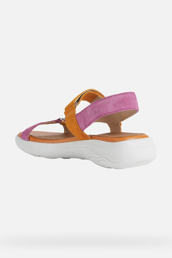 Geox Spherica D25ADA00022C8345 Suede Fuchsia Orange Sandals - Shirley Allum Boutique