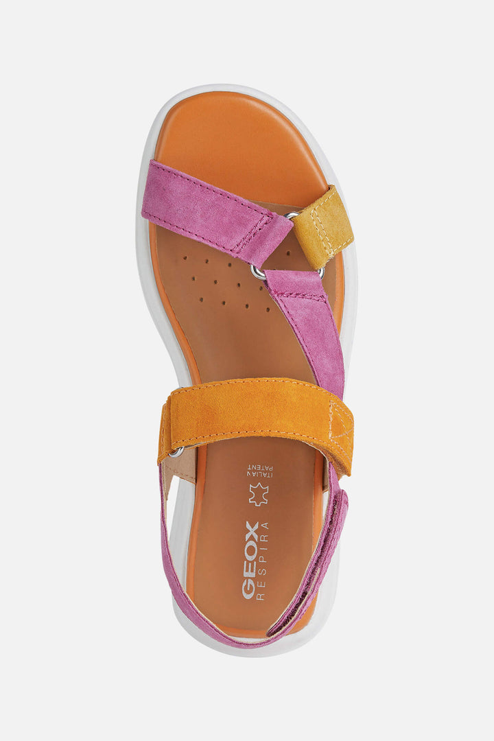 Geox Spherica D25ADA00022C8345 Suede Fuchsia Orange Sandals - Shirley Allum Boutique