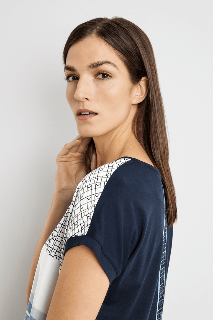 Gerry Weber 670022-44002 8089 Blue Print Top - Shirley Allum Boutique