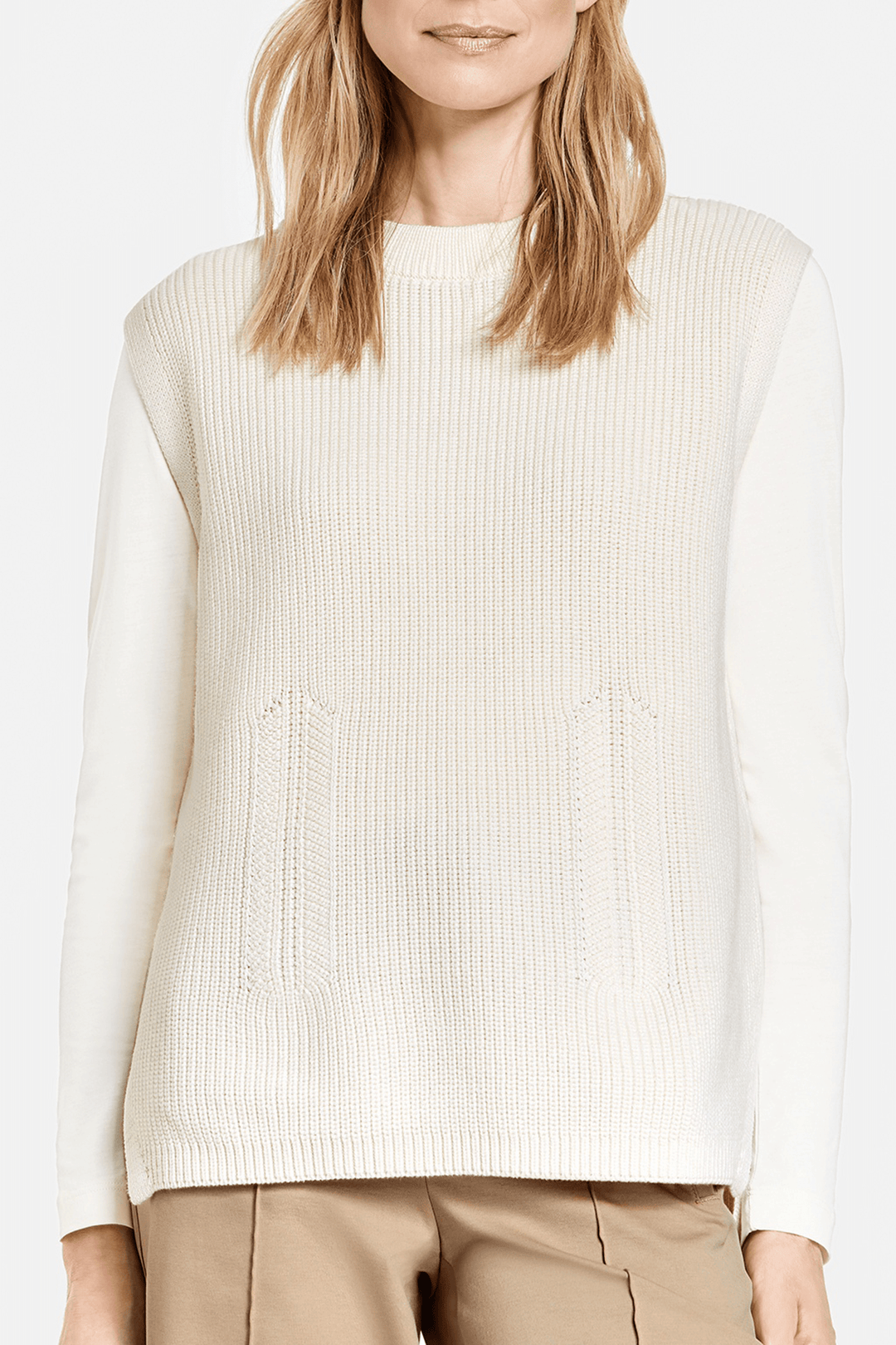 Gerry Weber 771001-35701 Shell White Knitted Tank Top - Shirley Allum Boutique