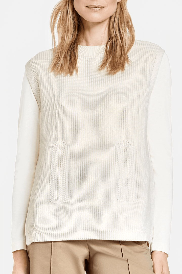 Gerry Weber 771001-35701 Shell White Knitted Tank Top - Shirley Allum Boutique