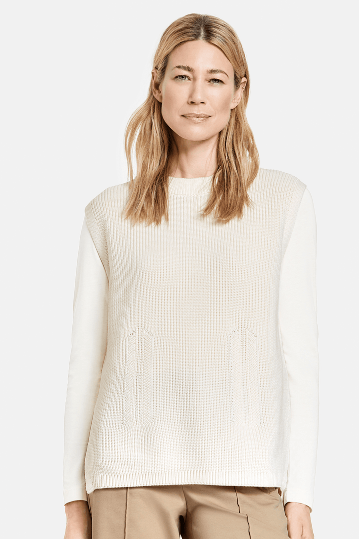 Gerry Weber 771001-35701 Shell White Knitted Tank Top - Shirley Allum Boutique
