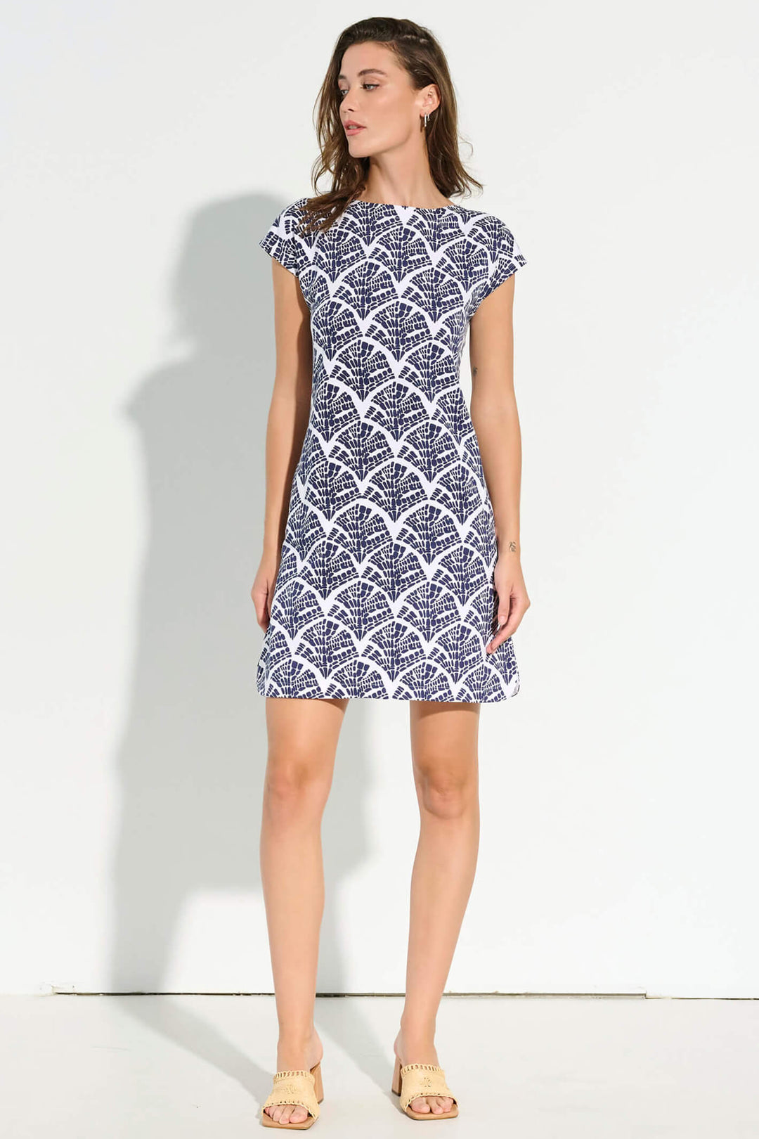 Hatley MLL1632 Capri Navy Mosaic Leaves Dress - Shirley Allum Boutique