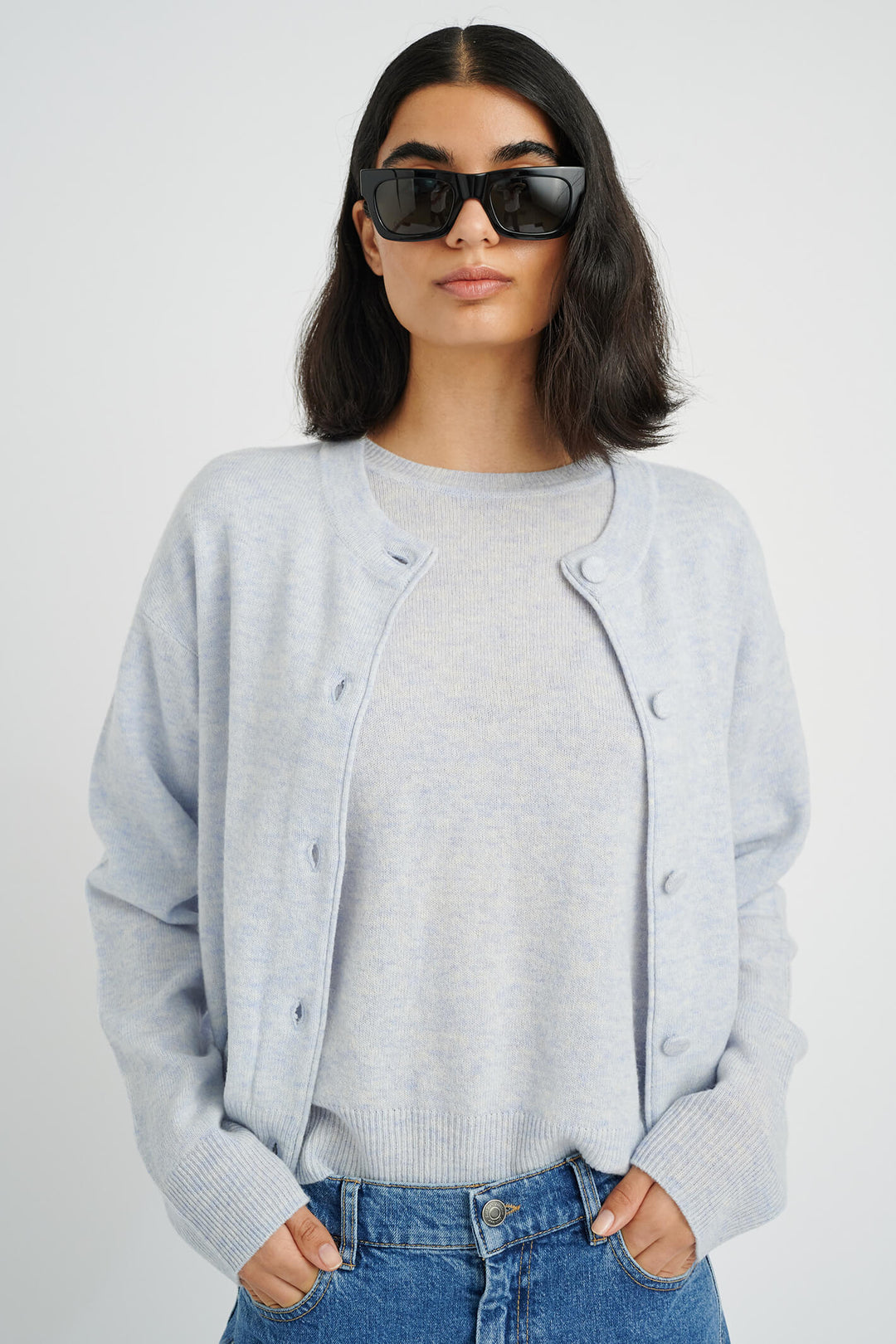 InWear 30108008 1540301 MonikalW Chambray Blue Cardigan - Shirley Allum Boutique