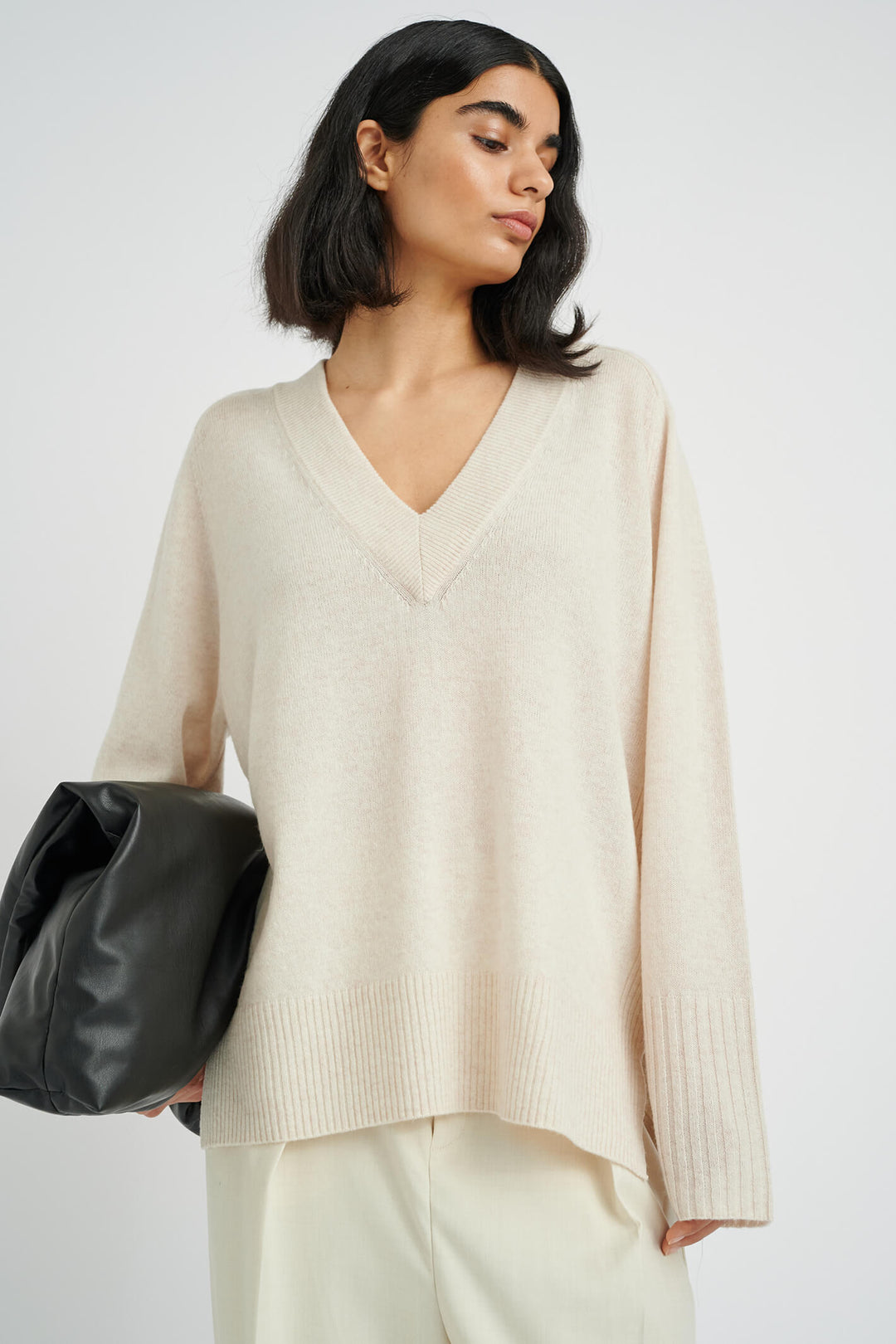 InWear 30108083 1200001 MonikaIW Eggshell Melange Jumper - Shirley Allum Boutique