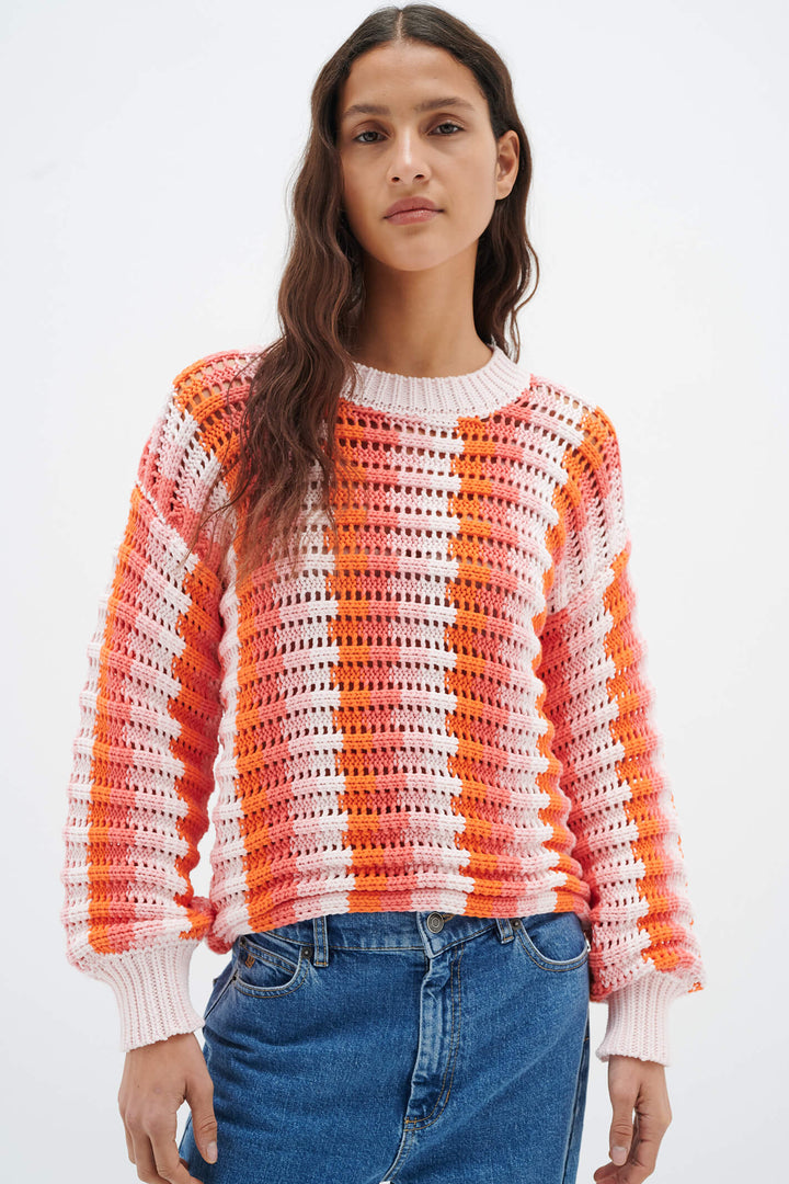 InWear 30108086-300313 AlyssaIW Pink Crochet Pullover Jumper - Shirley Allum Boutique