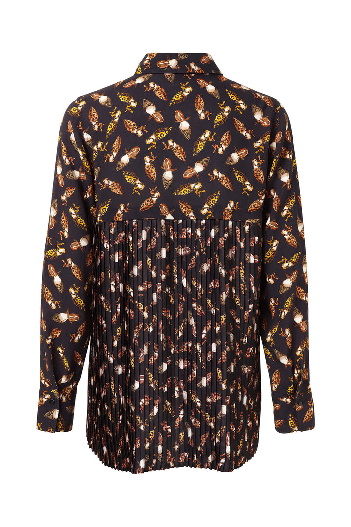Just White 43175 985 Black Shoe Print Shirt With Pleat Back - Shirley Allum