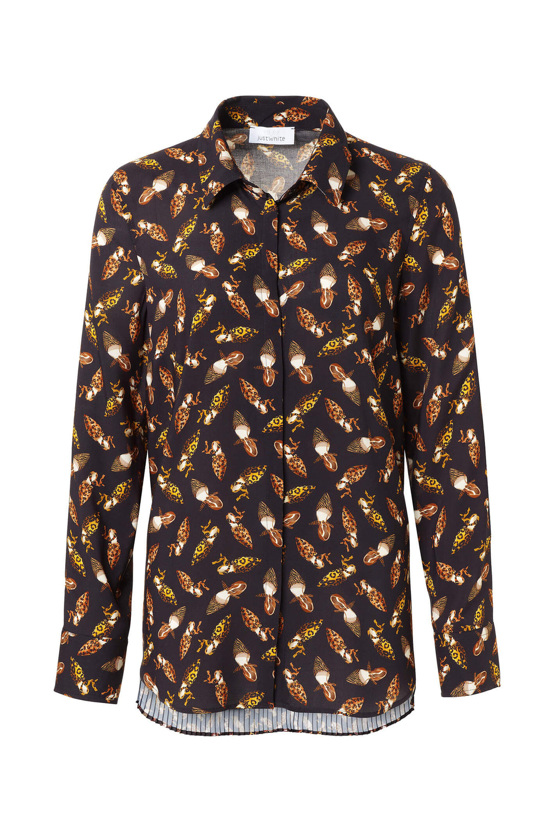 Just White 43175 985 Black Shoe Print Shirt With Pleat Back - Shirley Allum