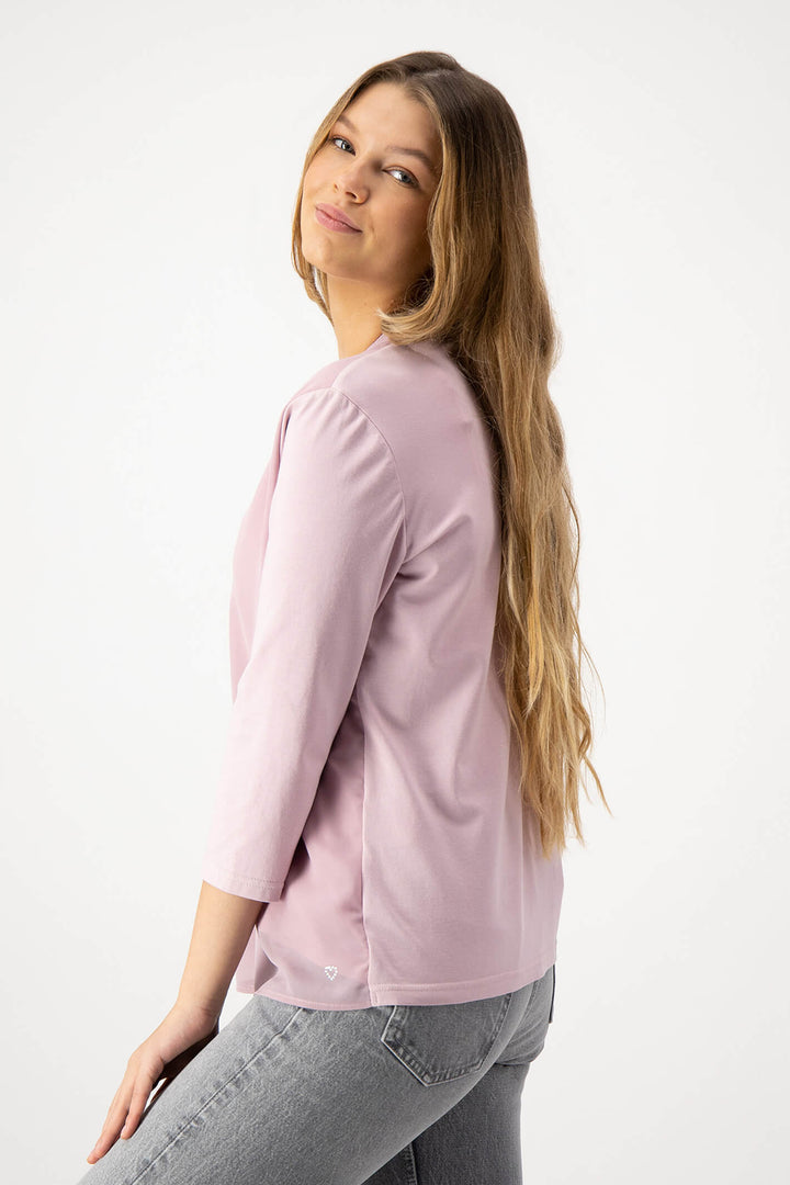 Just White 43566 310 Rose Pink V-Neck Blouse - Shirley Allum