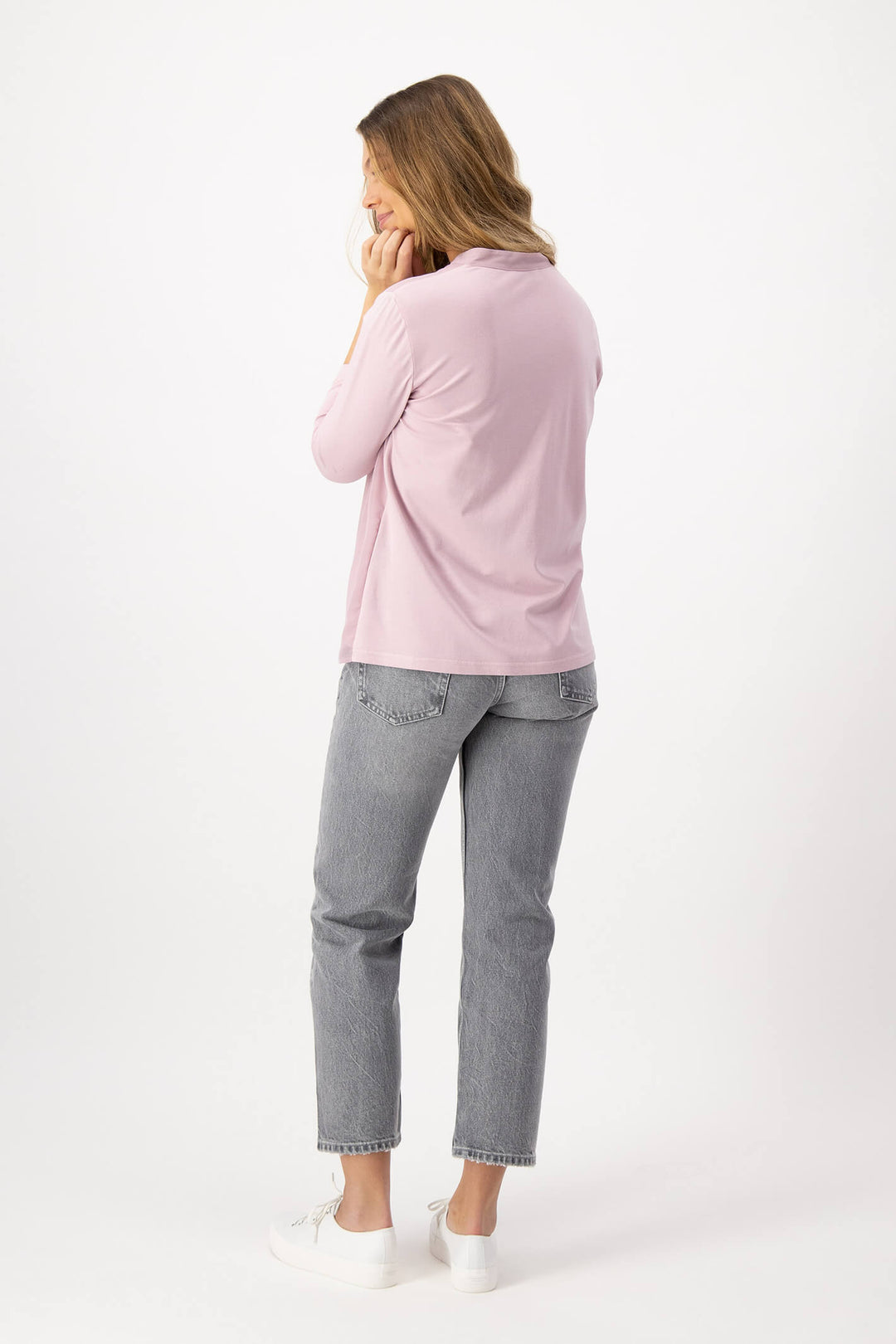 Just White 43566 310 Rose Pink V-Neck Blouse - Shirley Allum