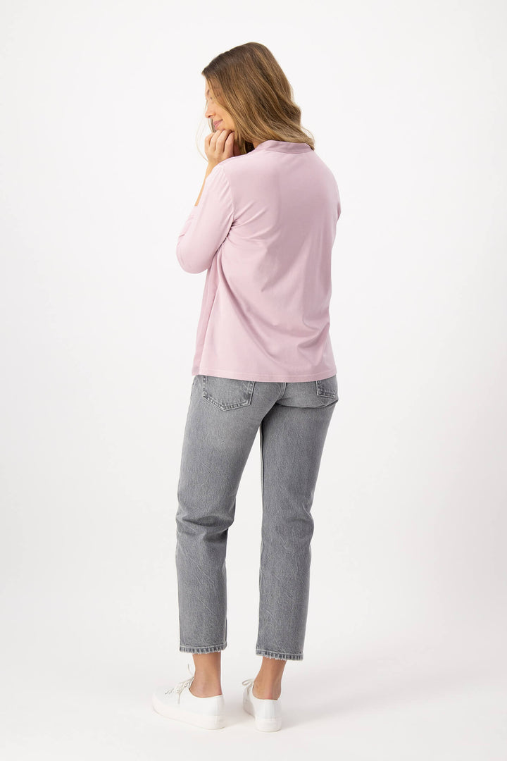 Just White 43566 310 Rose Pink V-Neck Blouse - Shirley Allum