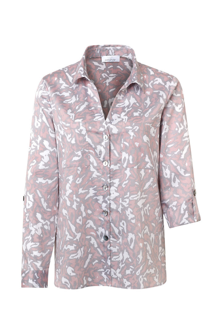 Just White 43753 315 Rose Pink Grey Animal Print Blouse - Shirley Allum