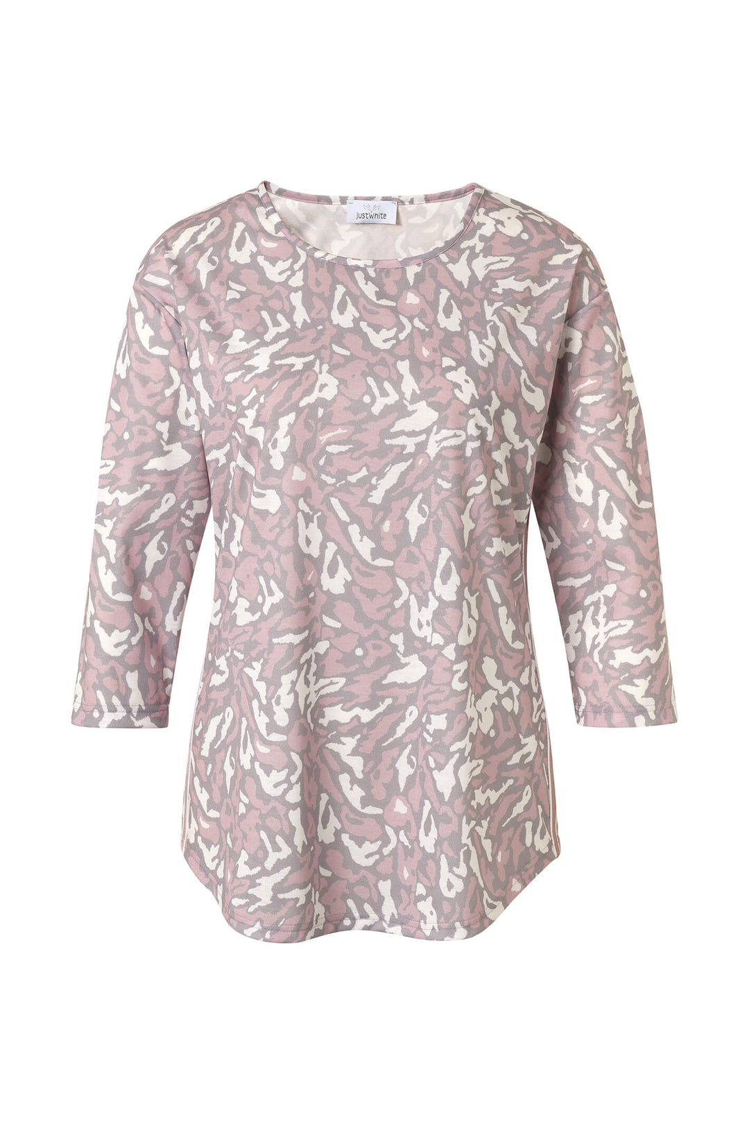 Just White 43755 315 Rose Pink Grey Animal Print Top - Shirley Allum