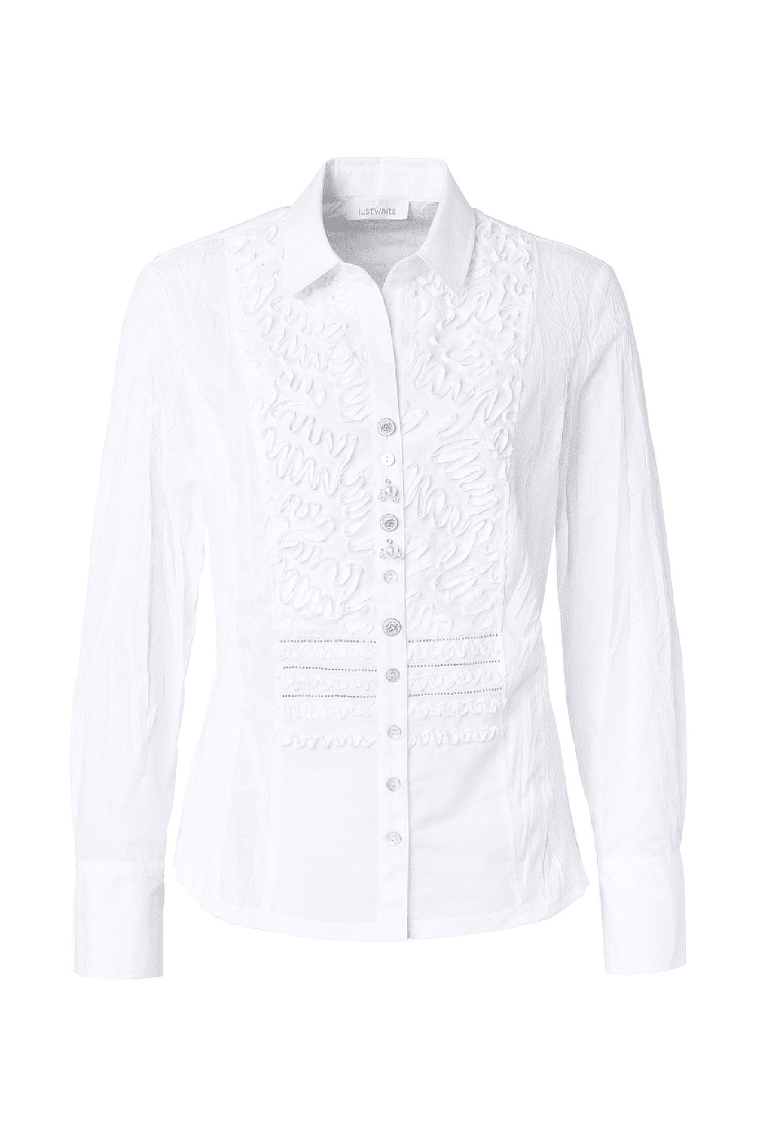 Just White 43380 010 White Ribbon Front Shirt - Shirley Allum
