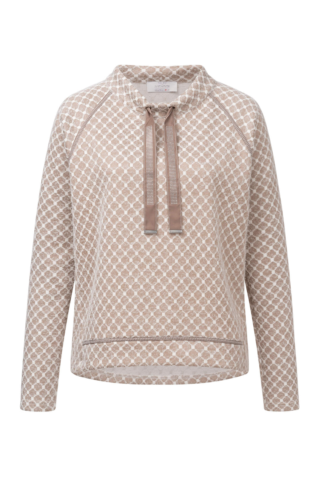 Just White C1212095 Taupe Print Sweatshirt - Shirley Allum Boutique