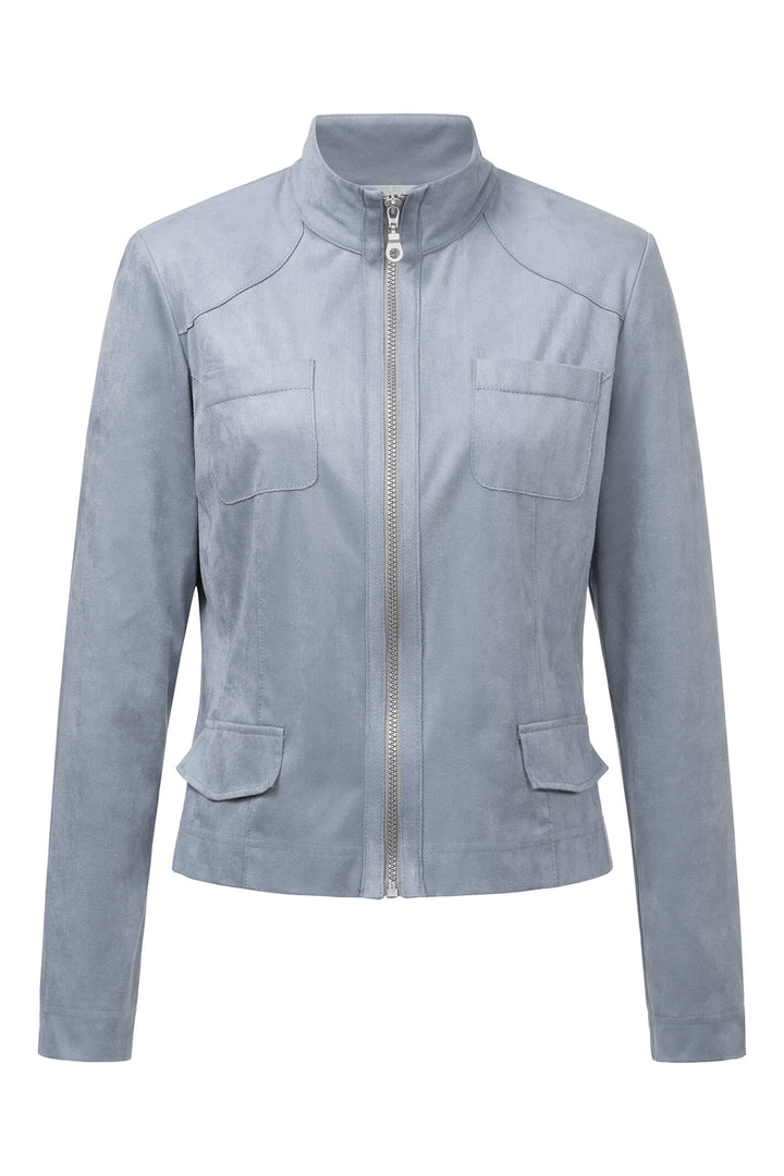 Just White C1215-420 Light Blue Vegan Faux Leather Jacket - Shirley Allum Boutique