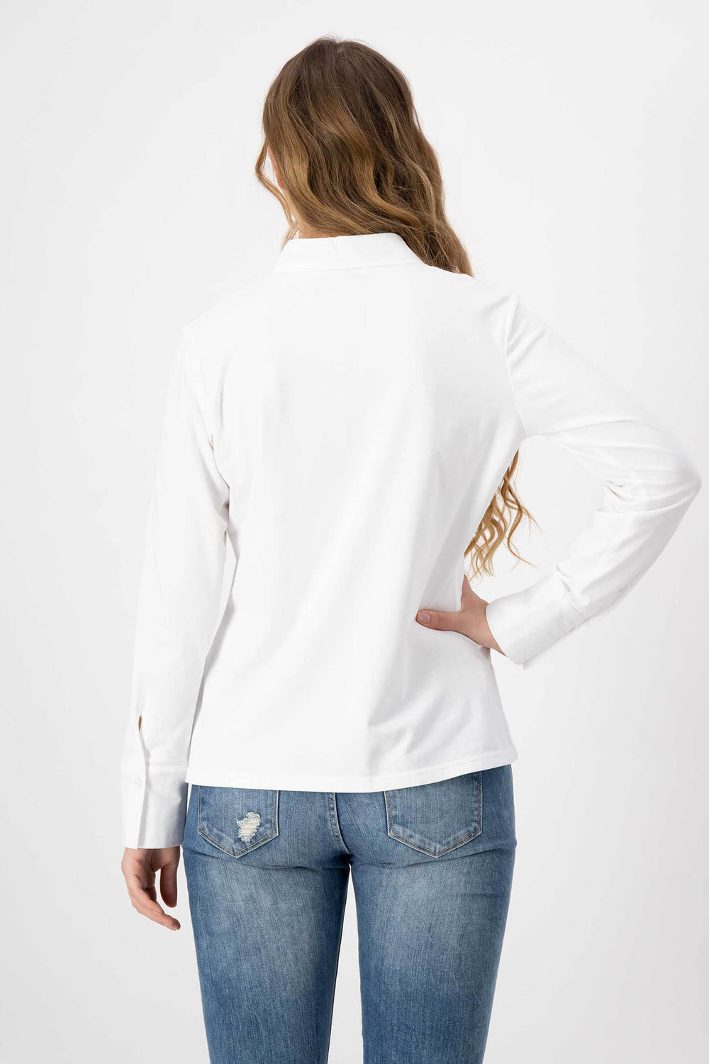 Just White C1292-010 White Stitched Pleat Shirt - Shirley Allum Boutique