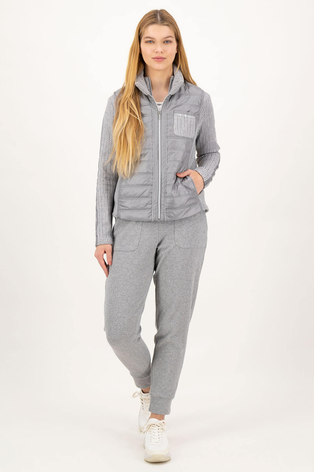 Just White C2182-930 Grey Uni Padded Gilet - Shirley Allum Boutique
