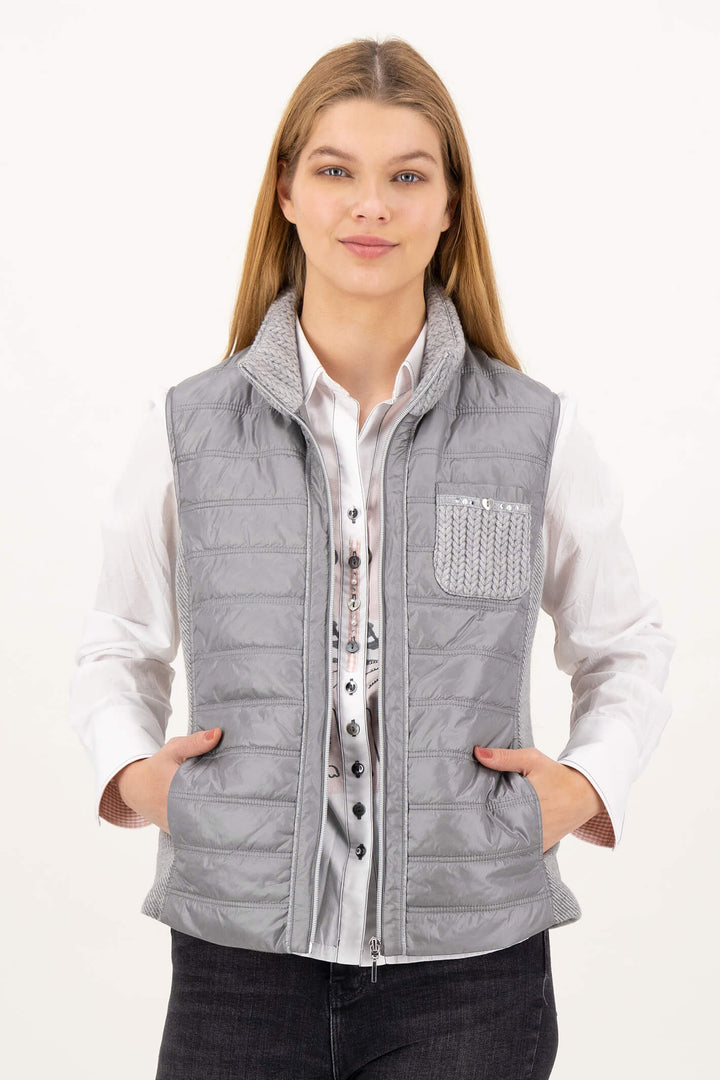Just White C2182-930 Grey Uni Padded Gilet - Shirley Allum Boutique