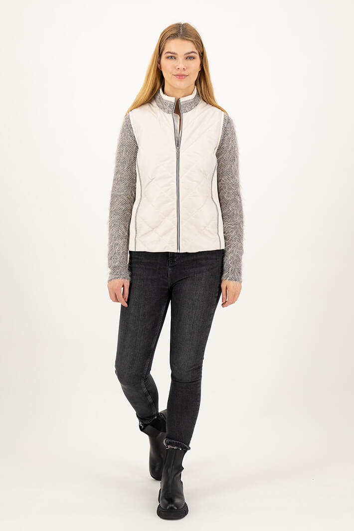 Just White J2380-040 Sand Uni Quilted Jacket - Shirley Allum Boutique