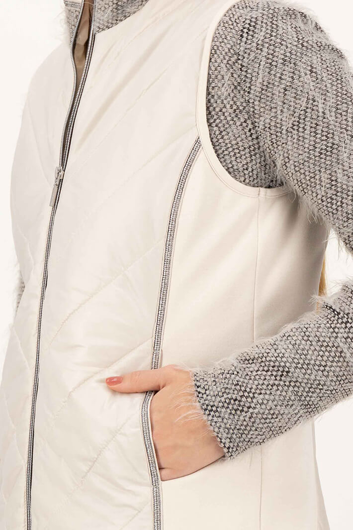 Just White J2380-040 Sand Uni Quilted Jacket - Shirley Allum Boutique