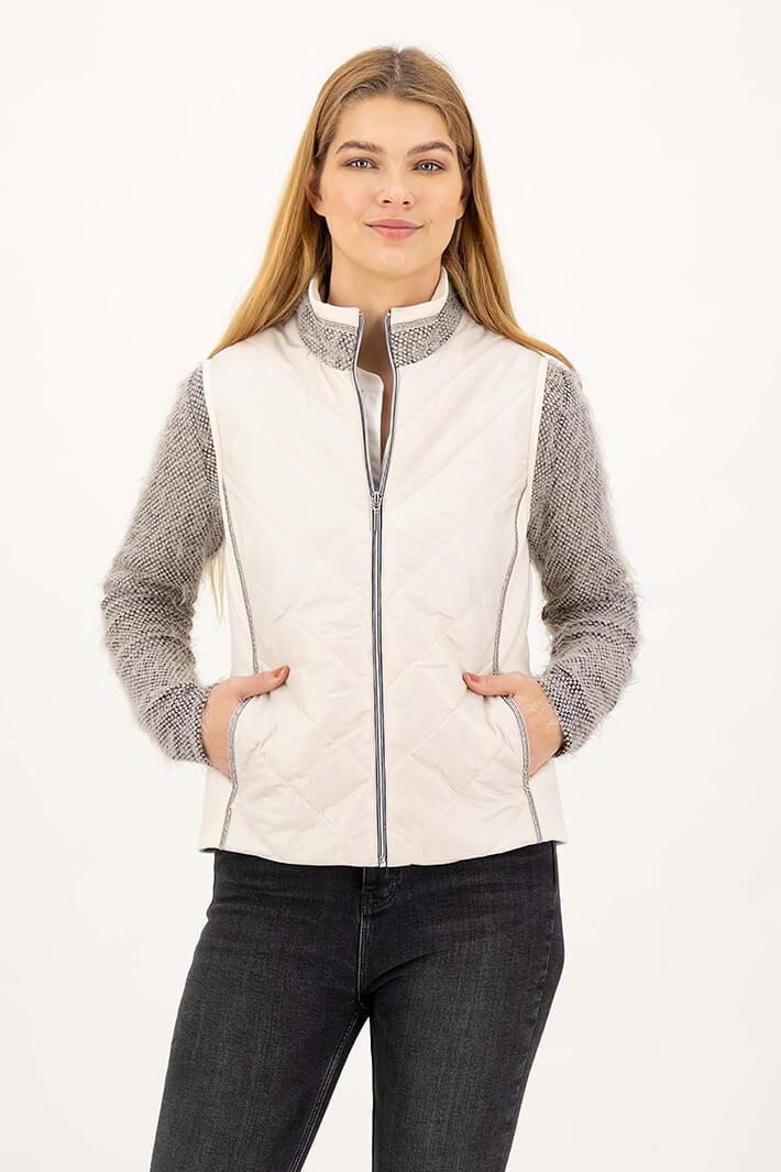 Just White J2380-040 Sand Uni Quilted Jacket - Shirley Allum Boutique