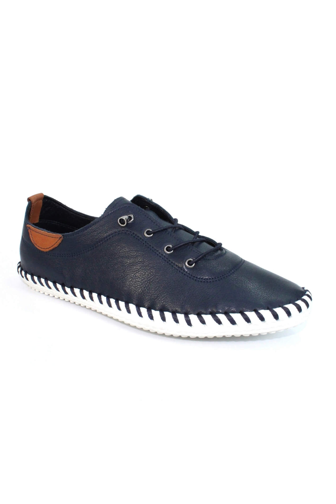 Lunar FLE030 St Ives Leather Plimsole Navy - Shirley Allum#colour_navy