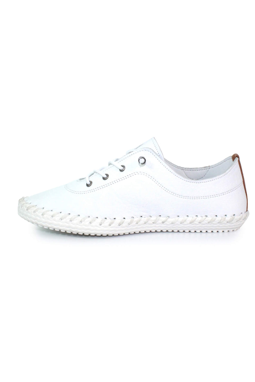 Lunar FLE030 St Ives Leather Plimsole White - Shirley Allum#colour_white